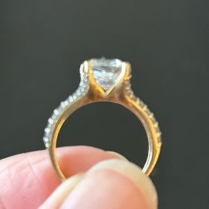 Gold tone CZ engagement ring